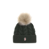 Moncler Grenoble Green Fleece Wool Beanie